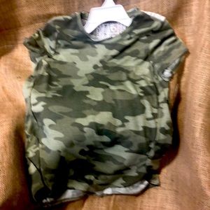 Camo top with lace detail